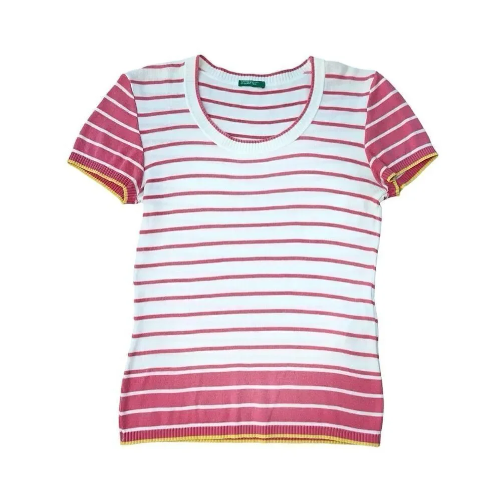 United Colors of Benetton Vintage Striped Tee shirt Sweater Y2K Size S